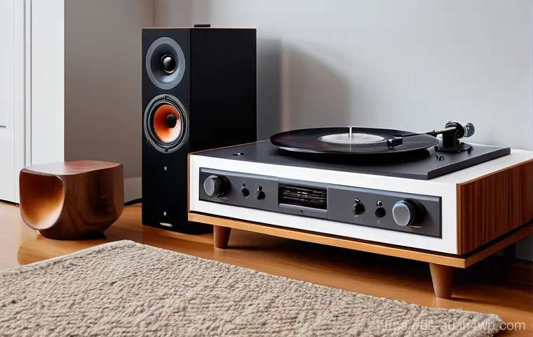 뉴아날로그 트렌드의 기술적 요소 분석 - **"New Analog" Hi-Fi Listening Experience:**
    A sophisticated and cozy indoor scene. A young adul...